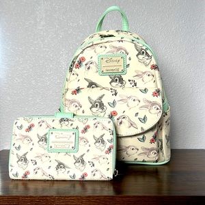 Loungefly Disney Thumper Bambi Mini Backpack & Wallet Matching Set Cottagecore